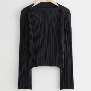 & OTHER STORIES Boxy Laser Cut Plissé Top